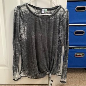 Gray Long Sleeve Shirt with Tie